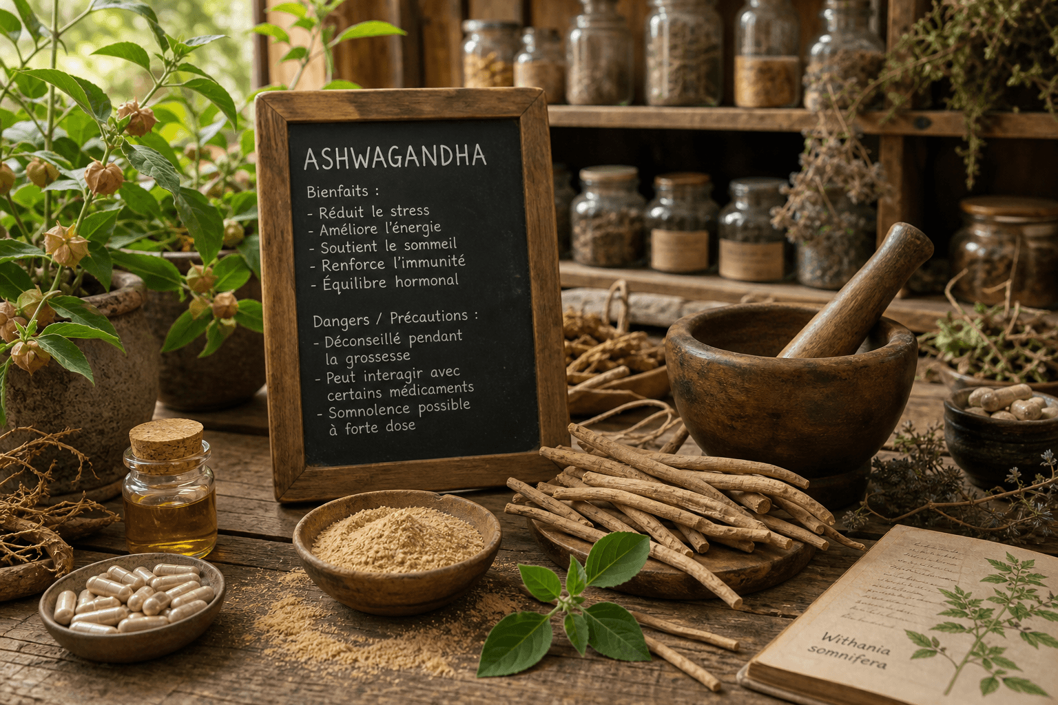 Découvrez les bienfaits de l’ashwagandha contre le stress et la fatigue, ainsi que les précautions importantes avant utilisation.