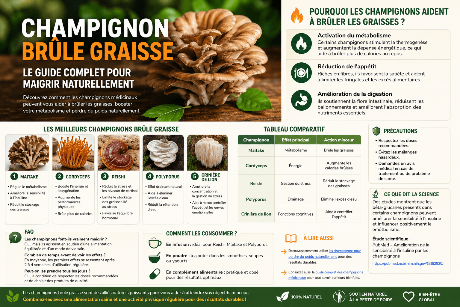 Champignons brûle graisse : Comment les champignons brûlent les graisses naturellement