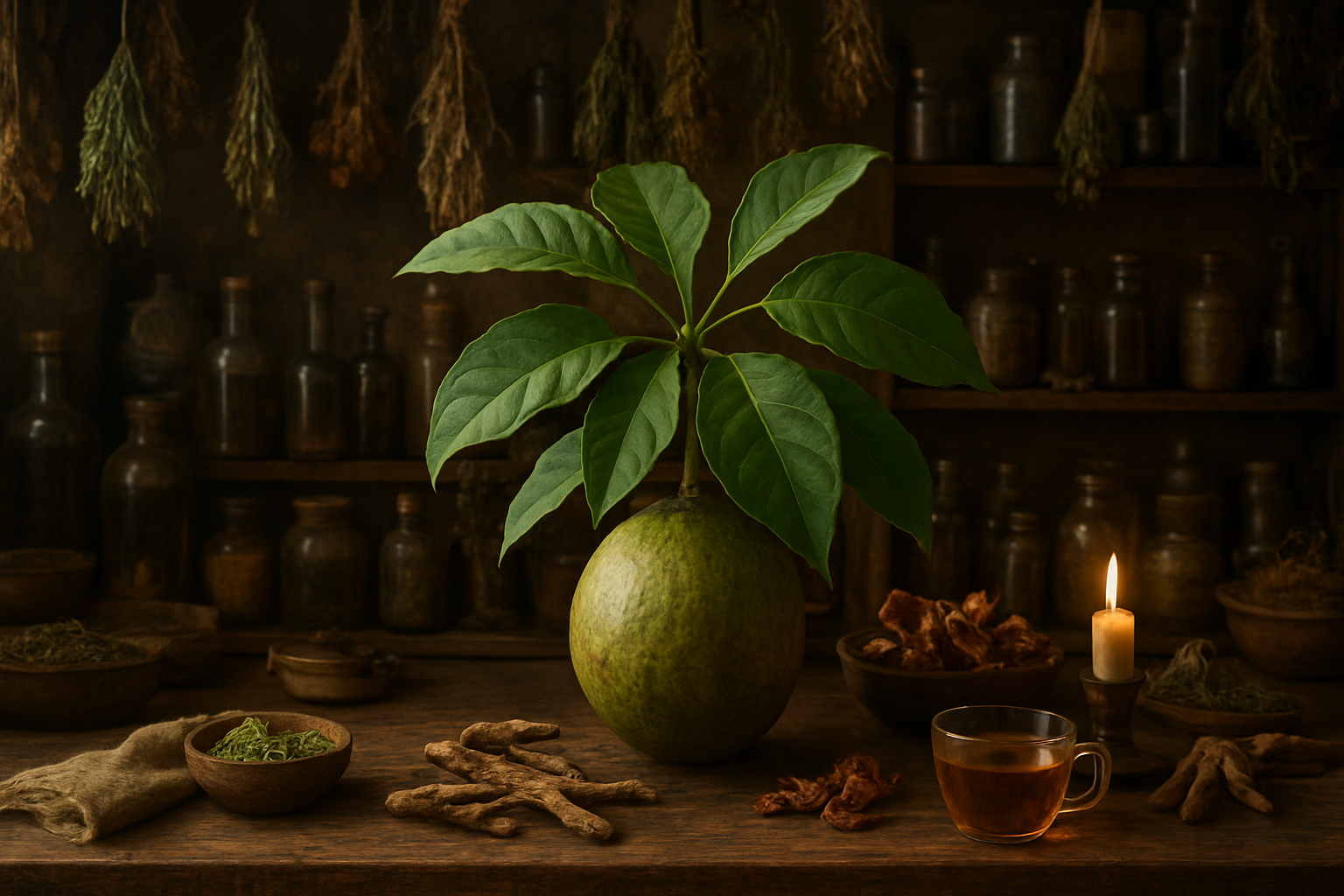 Poudre et fruit de Bael pour une préparation ayurvédique digestive