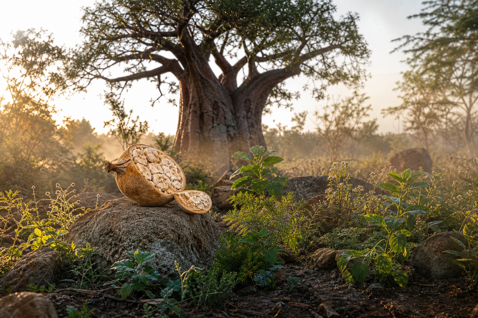 Baobab africain, fruit riche en fibres, vitamine C et antioxydants naturels