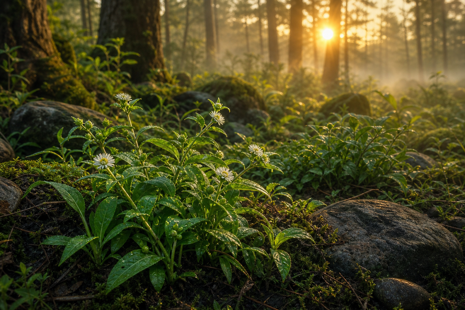 Bhringraj plante ayurvédique pour les cheveux, le cuir chevelu et la vitalité naturelle.