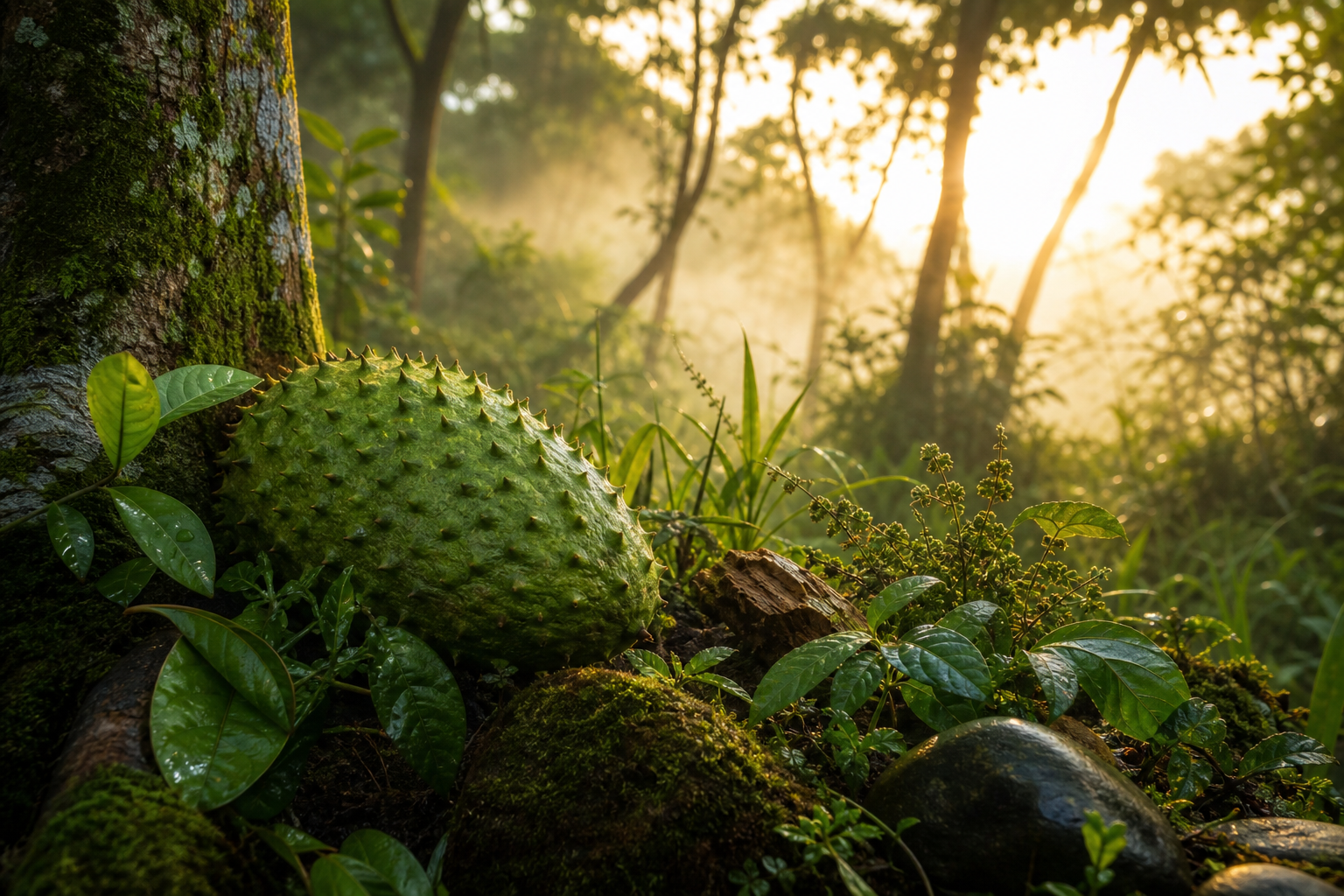 Corossol frais, fruit tropical apprécié pour ses antioxydants naturels et sa chair blanche juteuse