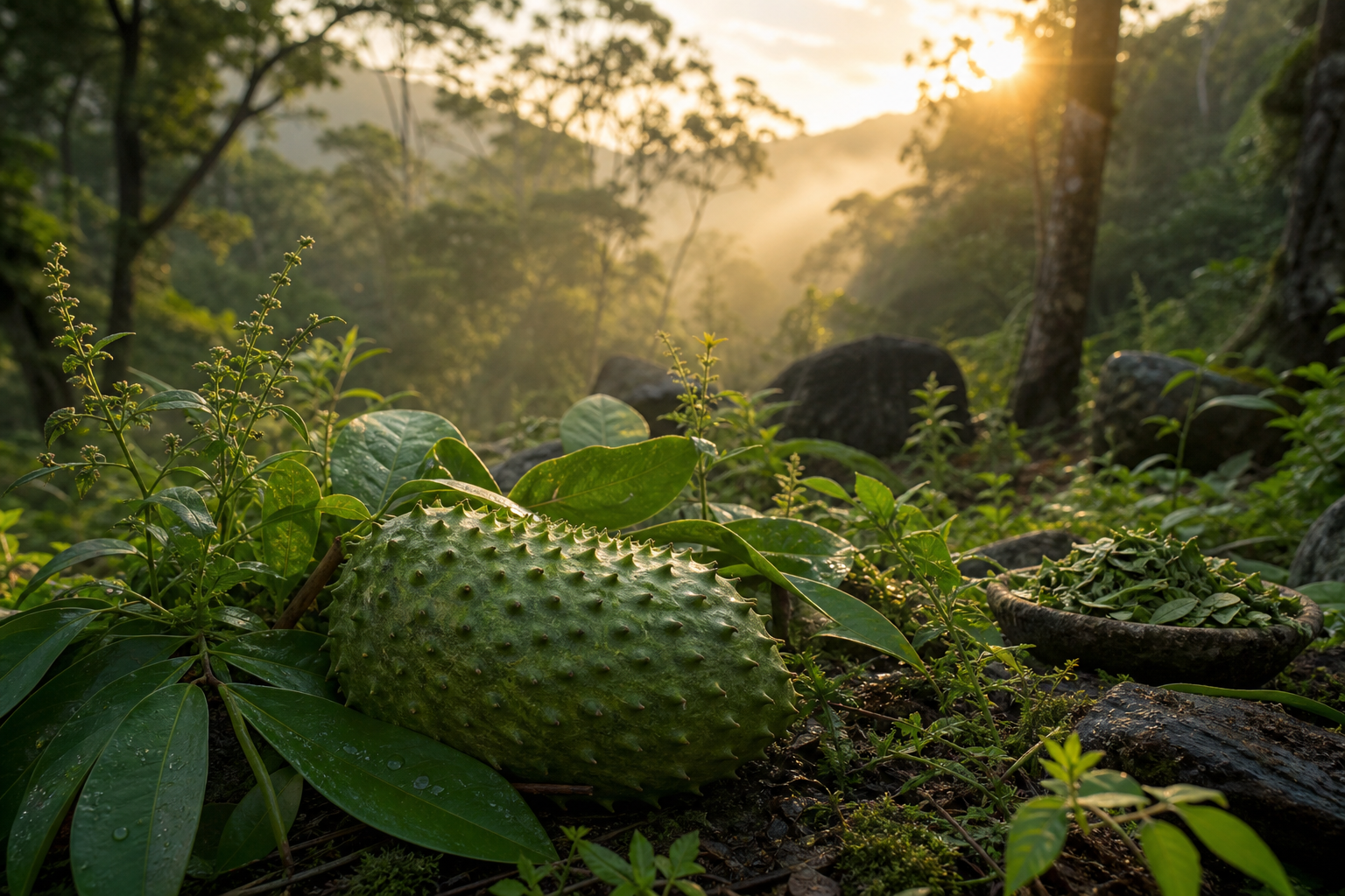 Graviola, fruit tropical aussi appelé corossol, étudié pour ses antioxydants naturels