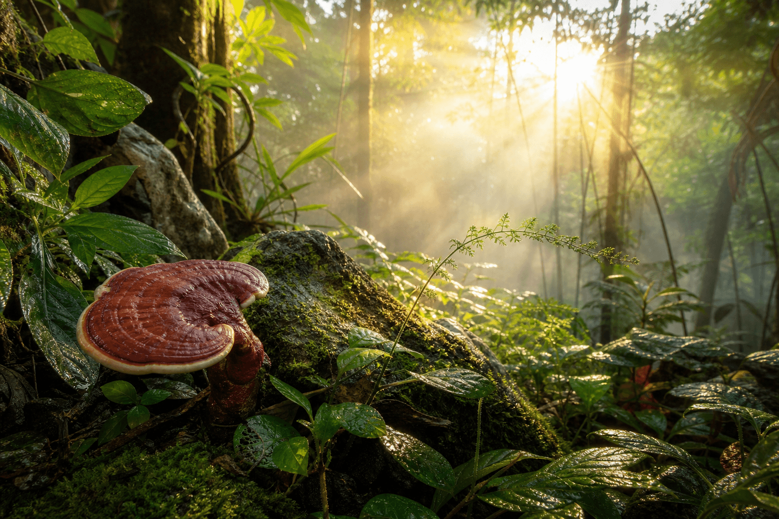 Plantes médicinales de la jungle asiatique dans une forêt tropicale humide