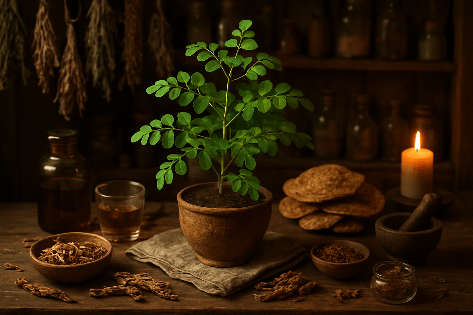 Moringa en feuilles et poudre pour une routine naturelle riche en nutriments