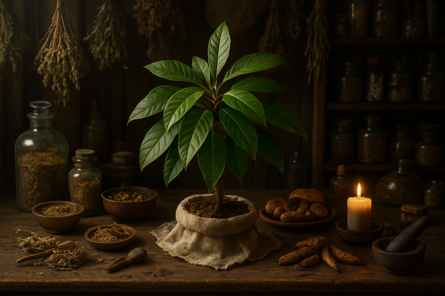 Écorce et racines de Muira puama, utilisées en Amazonie pour la vitalité et le tonus naturel