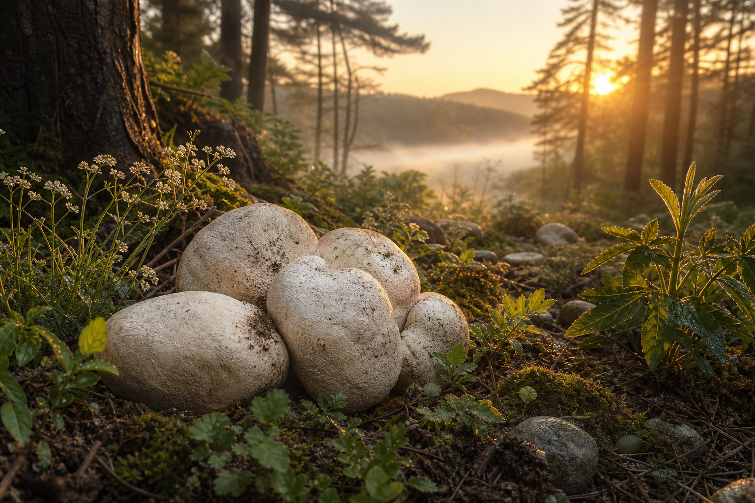 Poria cocos champignon asiatique utilisé pour le calme, la digestion et l’équilibre intérieur