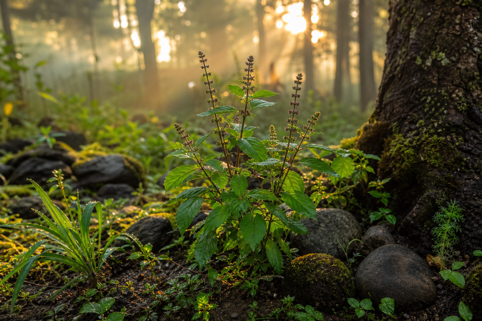 Tulsi basilic sacré pour aider à calmer le stress et soutenir l’équilibre naturel
