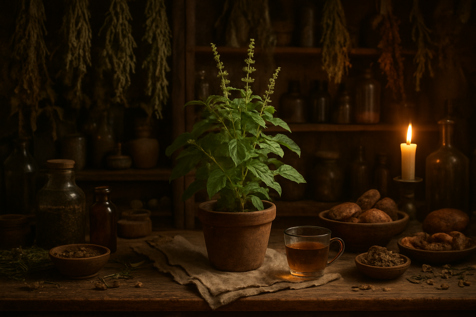 Infusion de Tulsi basilic sacré pour une routine anti-stress naturelle
