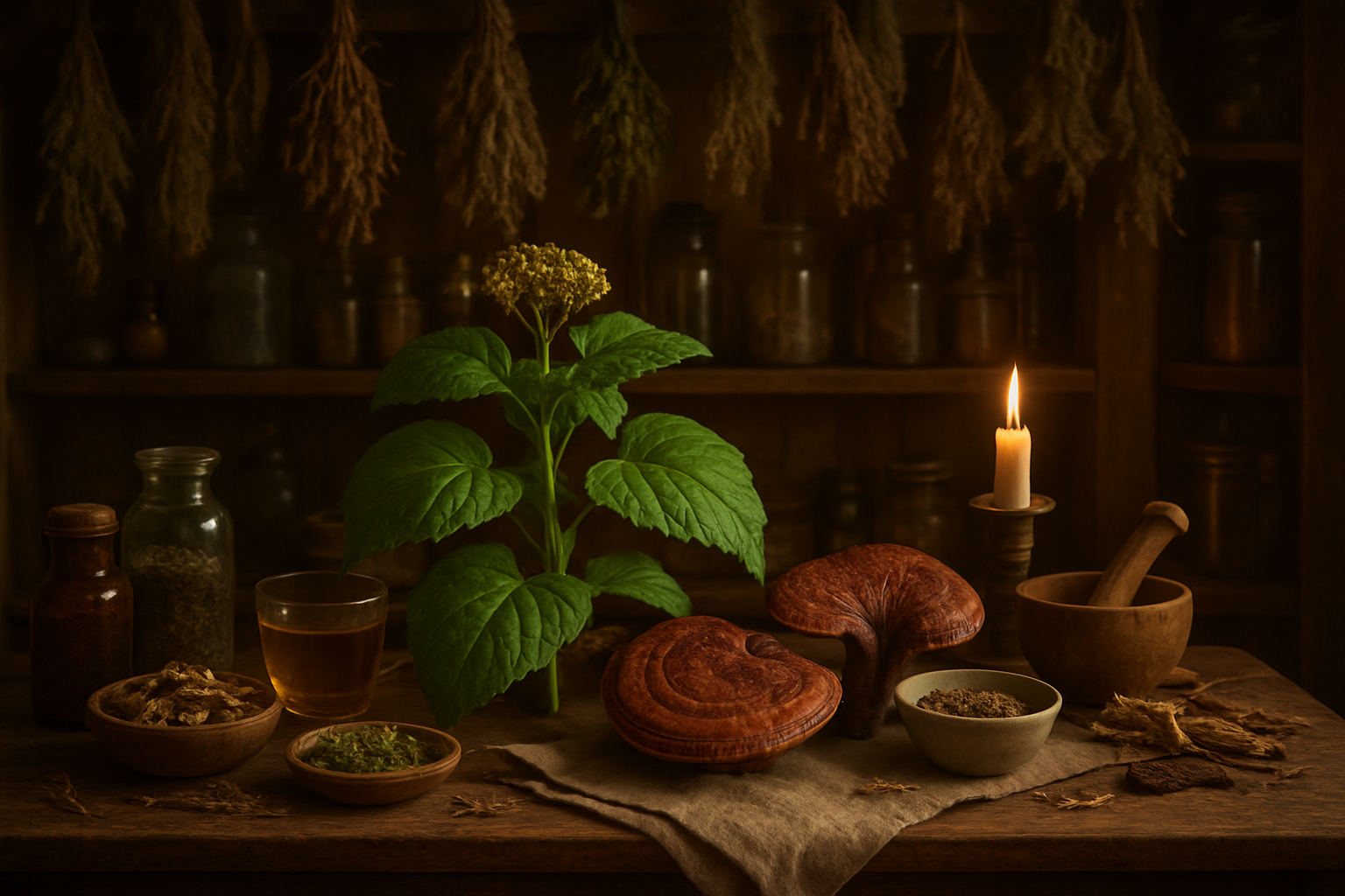 Infusions de plantes pour les poumons avec thym, plantain et bouillon-blanc