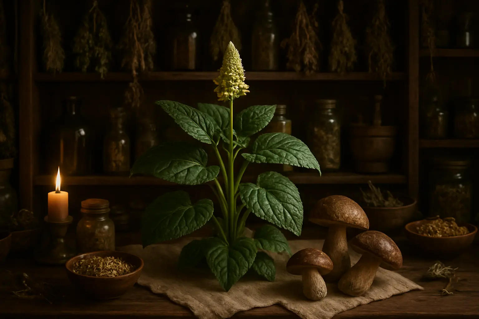 Feuilles de Duhaldea nervosa préparées en infusion traditionnelle