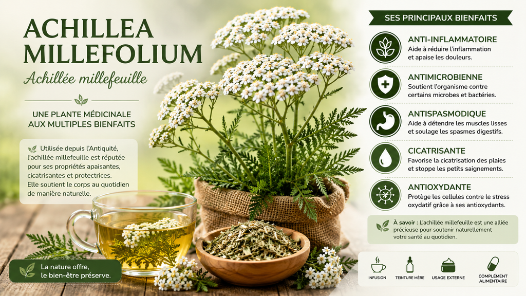 Achillée millefeuille et ses bienfaits naturels pour la digestion, les spasmes et les inflammations