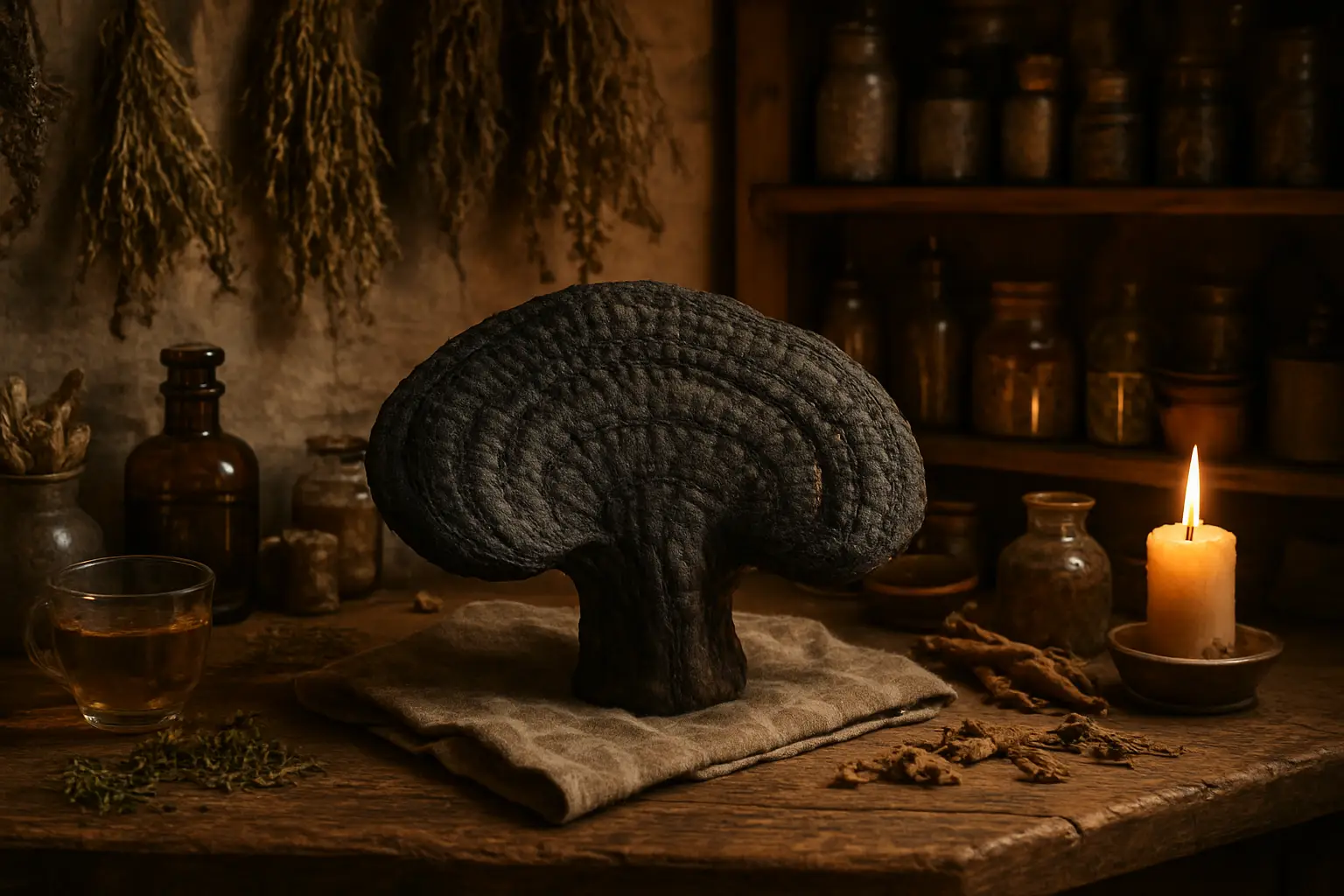 Black Hoof Mushroom en morceaux pour infusion bien-être naturelle