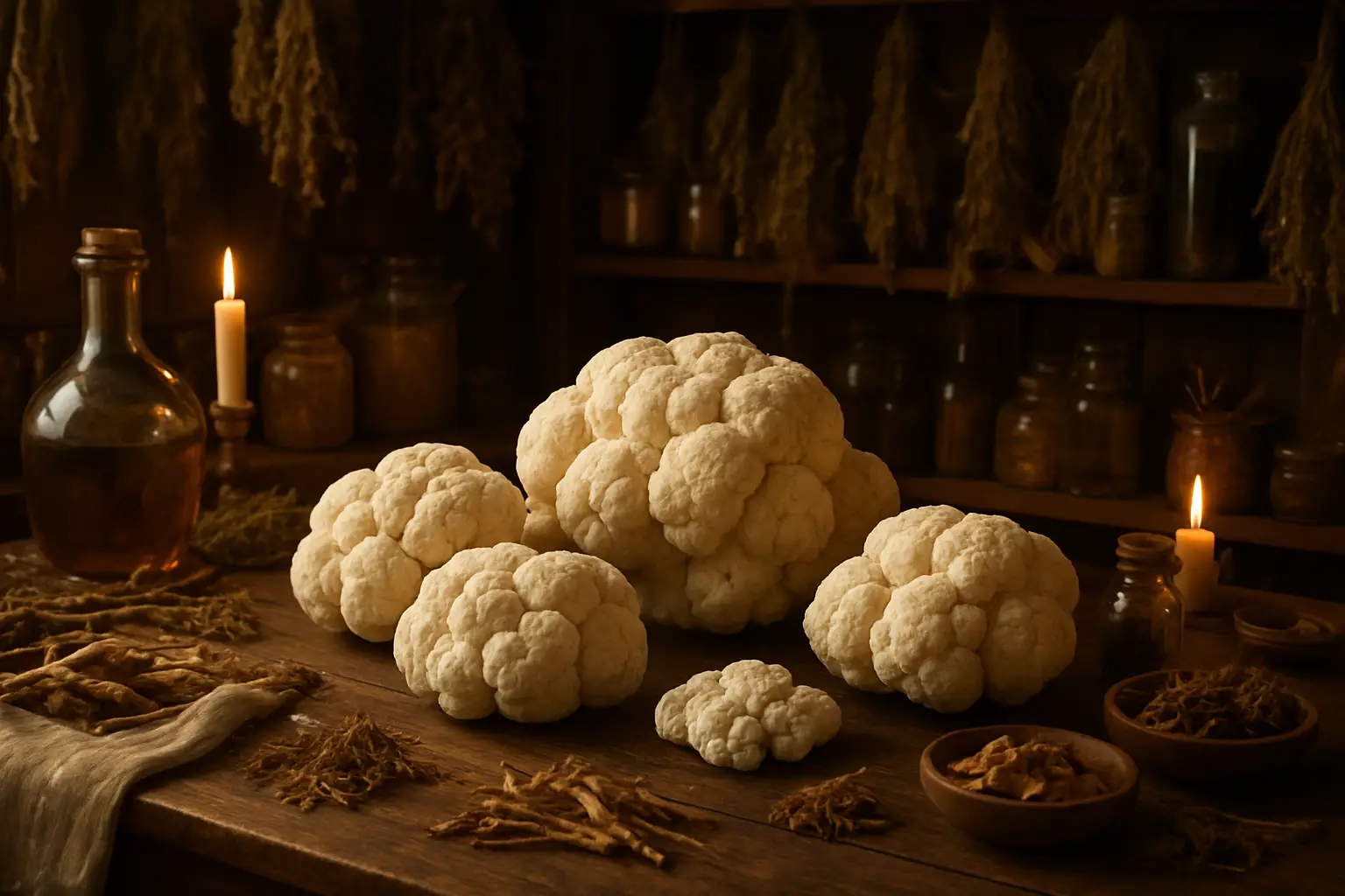 Poria Cocos, champignon médicinal chinois pour digestion, drainage et équilibre naturel.