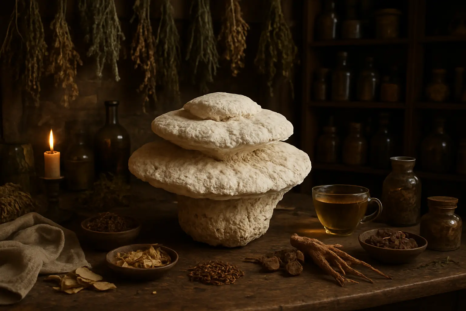 Poria Cocos en routine naturelle pour digestion, sommeil calme et bien-être quotidien.
